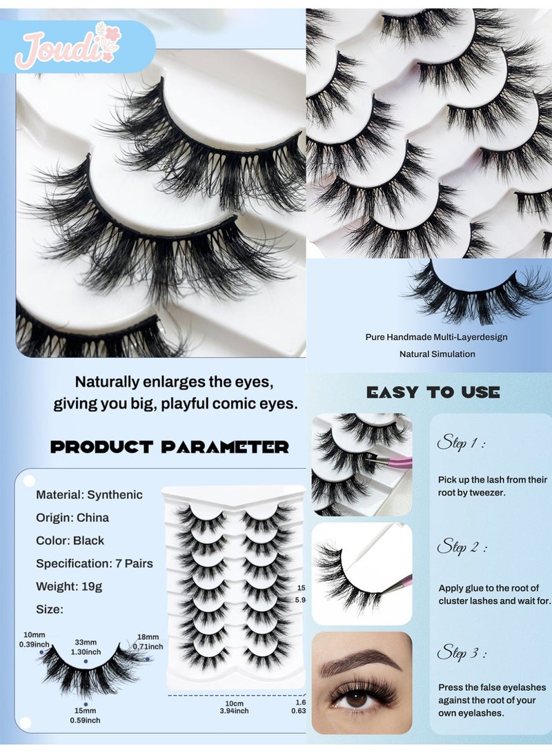 Joudi 【7 Pairs】Handmade Cat Eye False Eyelashes - Fluffy & Natural Volume, Comfortable All Day ✨ - Image 4